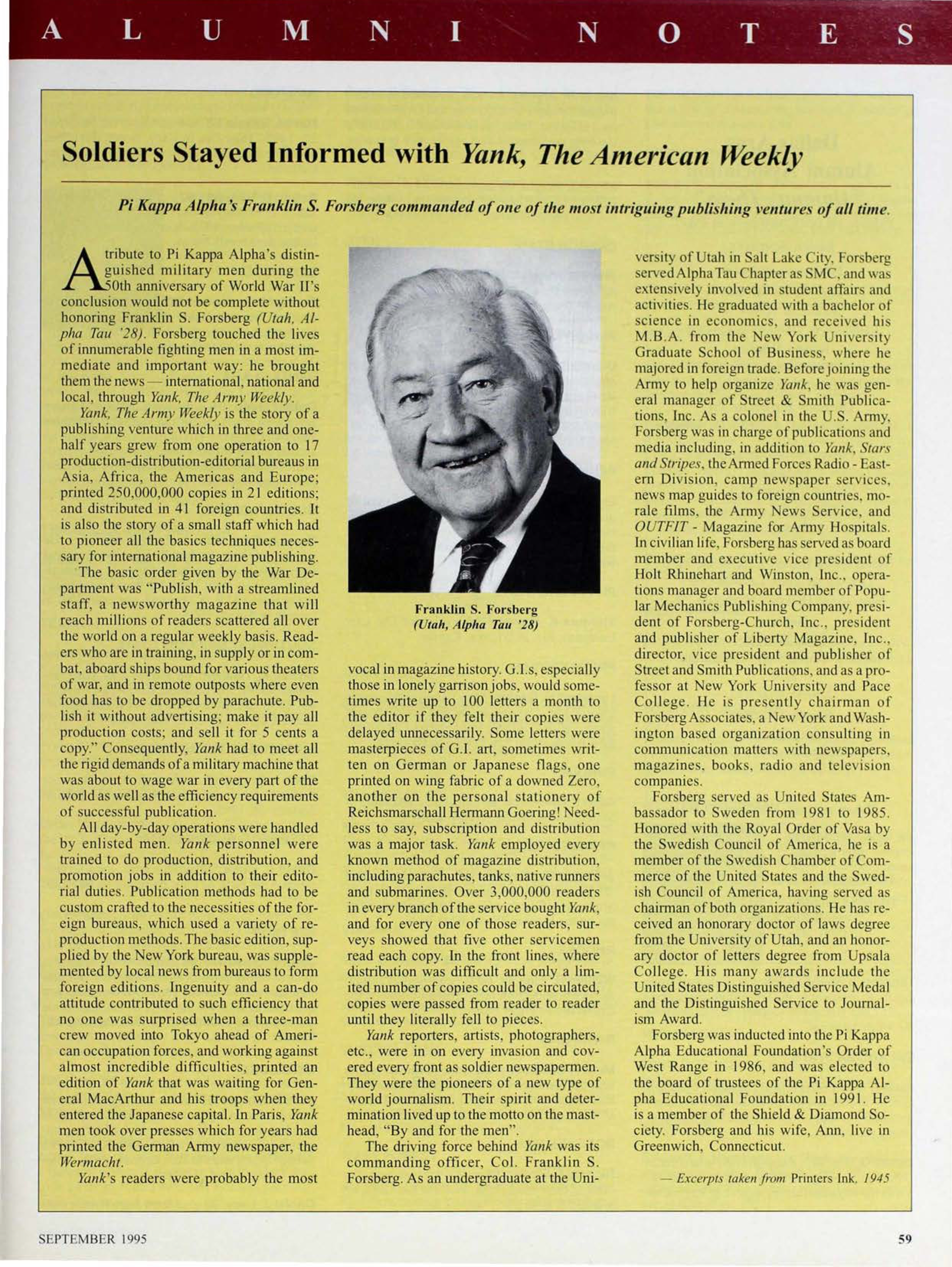 Soldiers Stayed Informed With Yank, the American Weekly